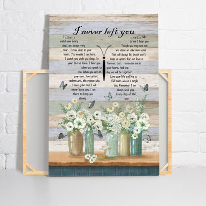 Memorial Portrait Premium Wrapped Canvas - Blue Butterfly, Flower Painting, Beautiful, I Never Left You - Heaven Gifts For Members Family - Amzanimalsgift