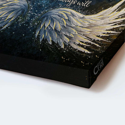 Memorial Premium Wrapped Landscape Canvas - Angel wings, Galaxy painting, I love you still always have and always will - Heaven Gift For Family Members - Amzanimalsgift