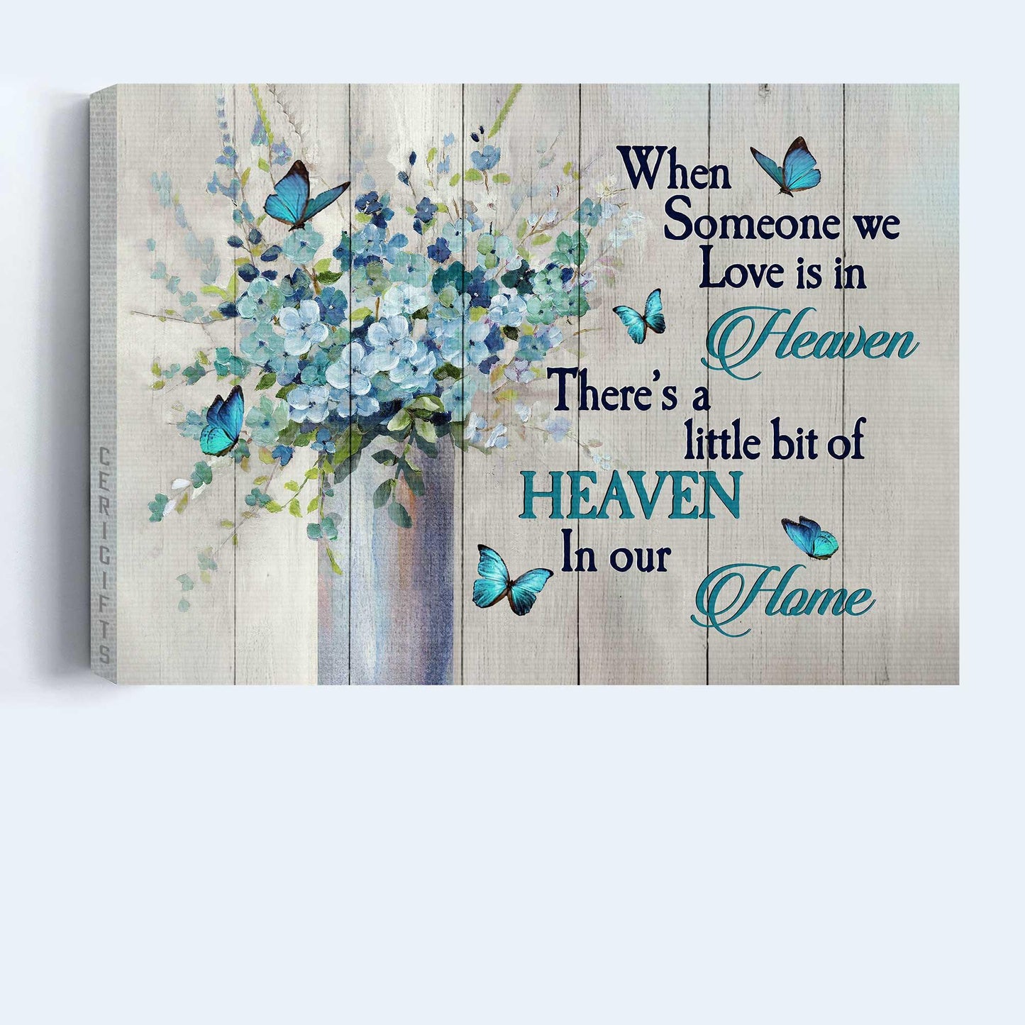 Memorial Premium Wrapped Landscape Canvas - Baby Flower Vase, Blue Butterfly, When Someone We Love Is In Heaven - Heaven Gifts For Family Members - Amzanimalsgift