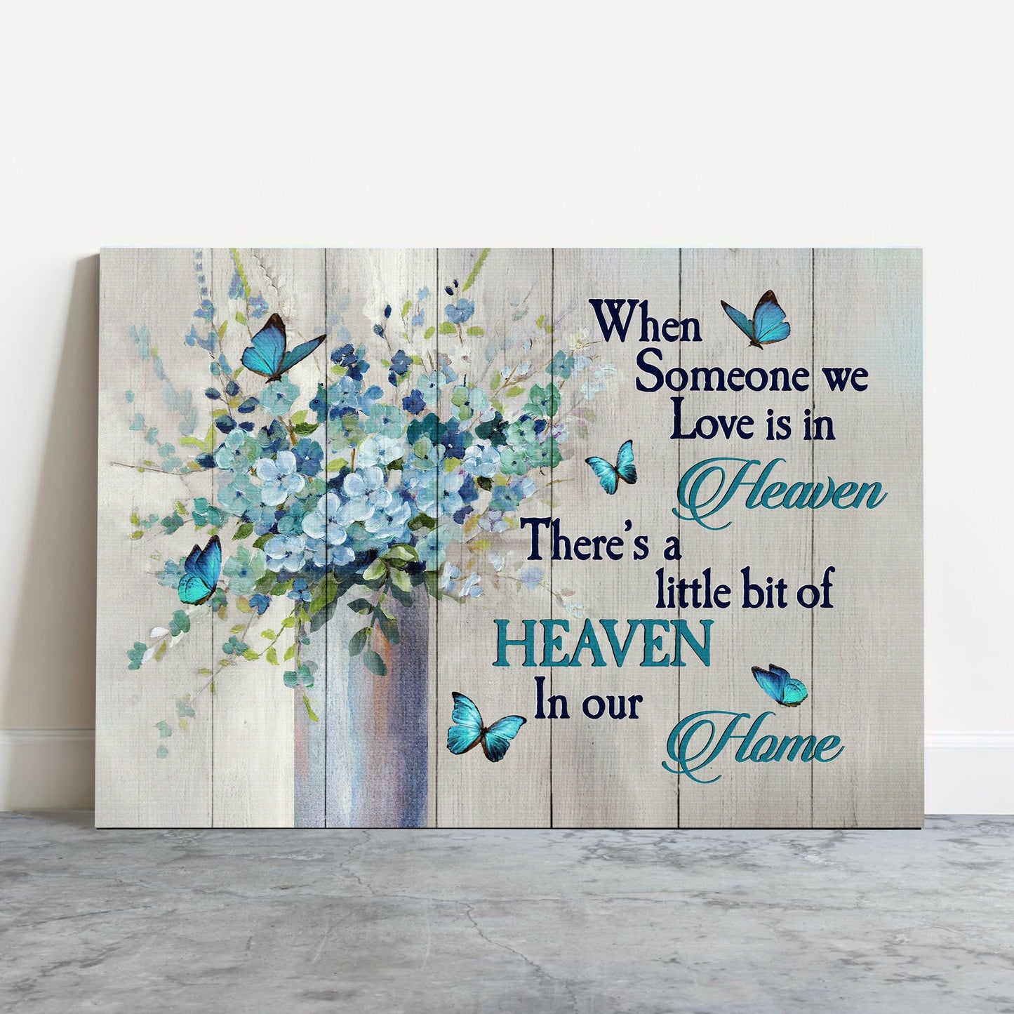 Memorial Premium Wrapped Landscape Canvas - Baby Flower Vase, Blue Butterfly, When Someone We Love Is In Heaven - Heaven Gifts For Family Members - Amzanimalsgift