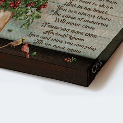 Memorial Premium Wrapped Landscape Canvas - Beautiful Cranberry Painting, Red Cardinal, They Say There Is A Reason - Heaven Gift For Family Members - Amzanimalsgift