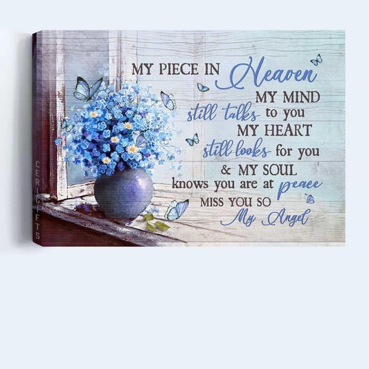 Memorial Premium Wrapped Landscape Canvas - Blue Butterfly , Baby Blue Eyes, My Heart Still Looks For You - Heaven Gift For Members Family - Amzanimalsgift