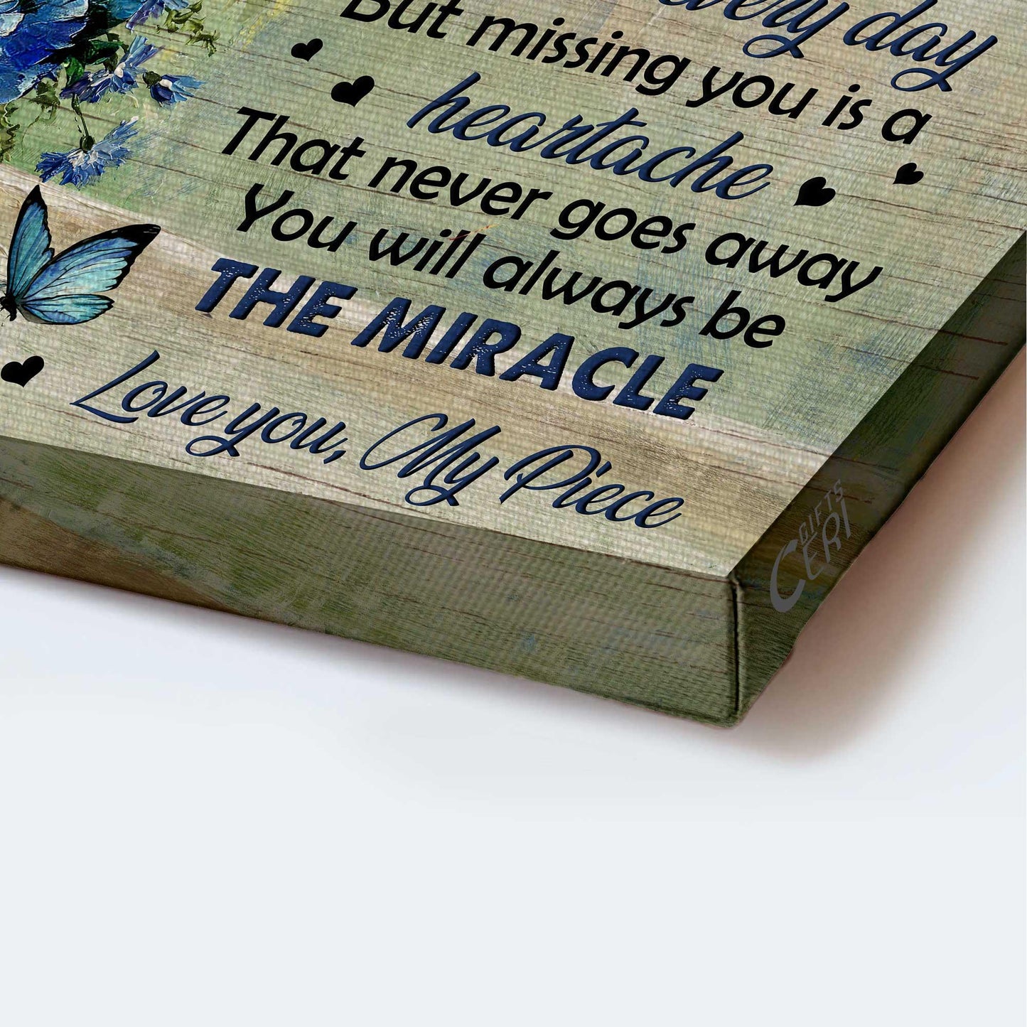 Memorial Premium Wrapped Landscape Canvas - Blue Butterfly, Baby Blue Eyes, You Will Always Be The Miracle- Heaven Gift For Members Family - Amzanimalsgift