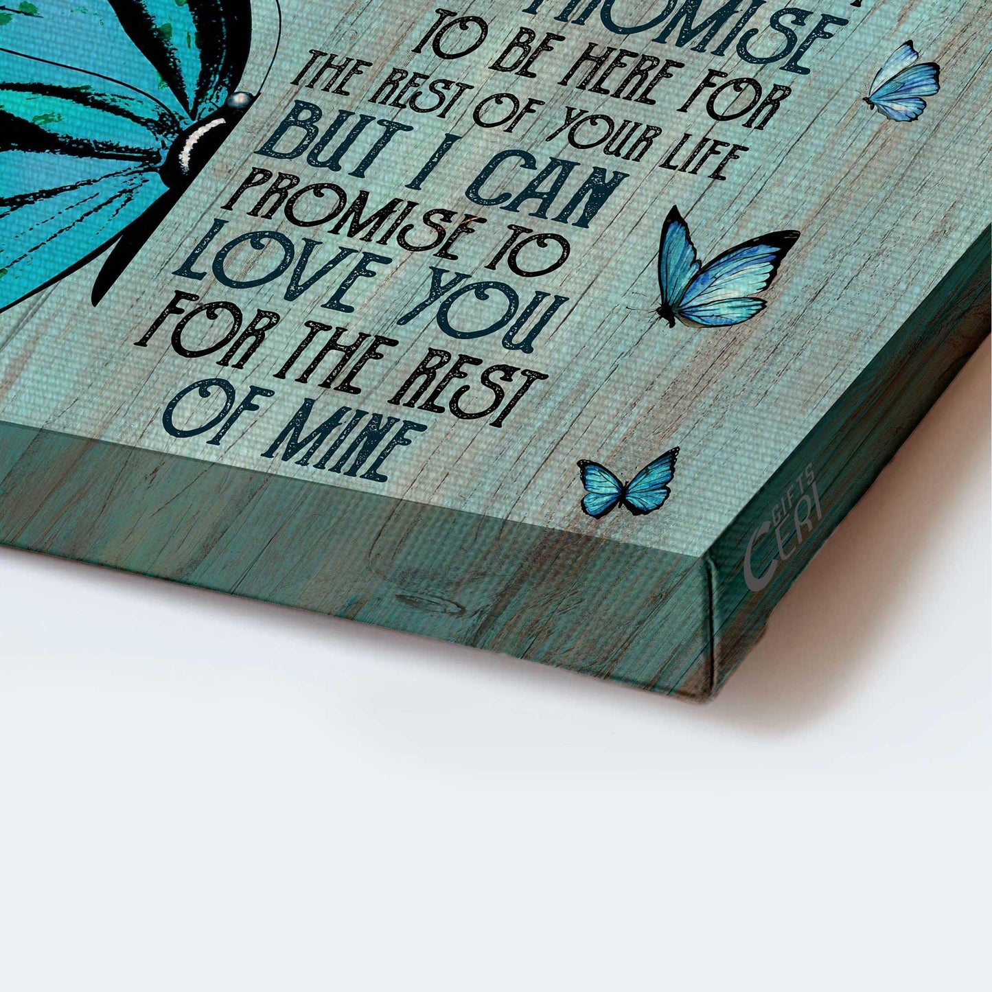 Memorial Premium Wrapped Landscape Canvas - Blue Butterfly, I Can't Promise To Be Here For The Rest Of Your Life - Heaven Gift For Members Family - Amzanimalsgift