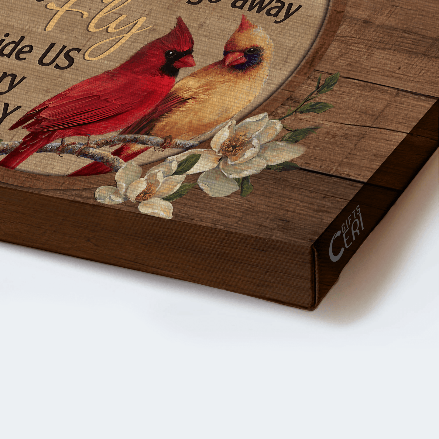 Memorial Premium Wrapped Landscape Canvas - Cardinal Couple, White Flowers, Those We Love Don't Go Away - Heaven Gift For Members Family - Amzanimalsgift