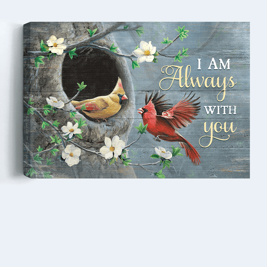 Memorial Premium Wrapped Landscape Canvas - Cardinal Painting, Beautiful Japanese Anemone, I Am Always With You - Heaven Gift For Family Members - Amzanimalsgift