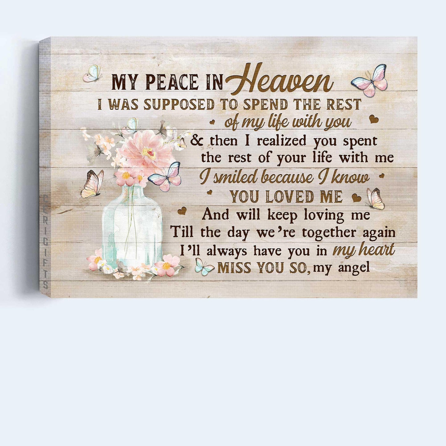 Memorial Premium Wrapped Landscape Canvas - Flower in glass vase, I was supposed to spend the rest of my life with you - Heaven Gifts for members family - Amzanimalsgift