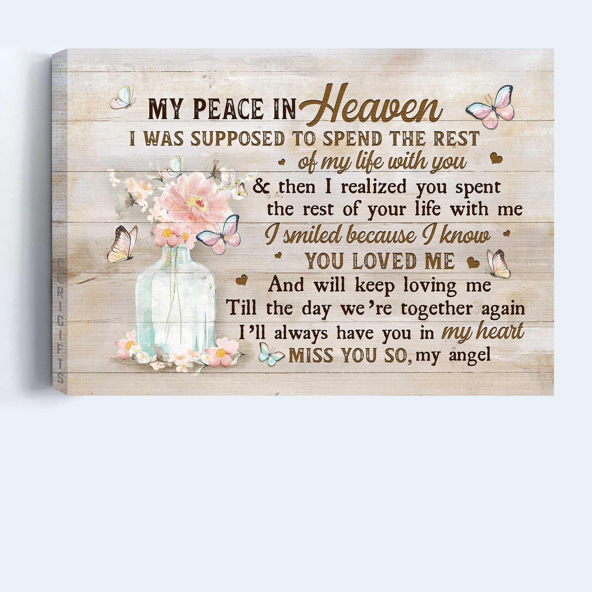 Memorial Premium Wrapped Landscape Canvas - Flower in glass vase, I was supposed to spend the rest of my life with you - Heaven Gifts for members family - Amzanimalsgift