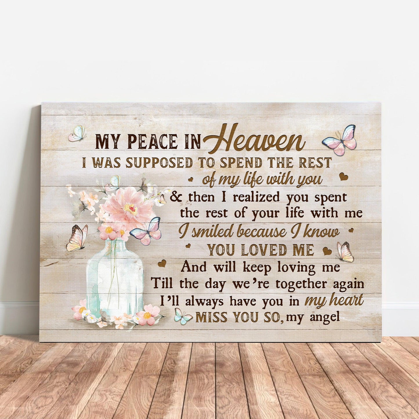 Memorial Premium Wrapped Landscape Canvas - Flower in glass vase, I was supposed to spend the rest of my life with you - Heaven Gifts for members family - Amzanimalsgift