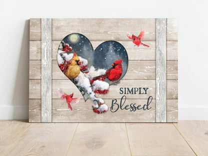 Memorial Premium Wrapped Landscape Canvas - Frozen cranberry, Cardinal drawing, Beautiful night, Simply blessed - Heaven Gifts for members family - Amzanimalsgift