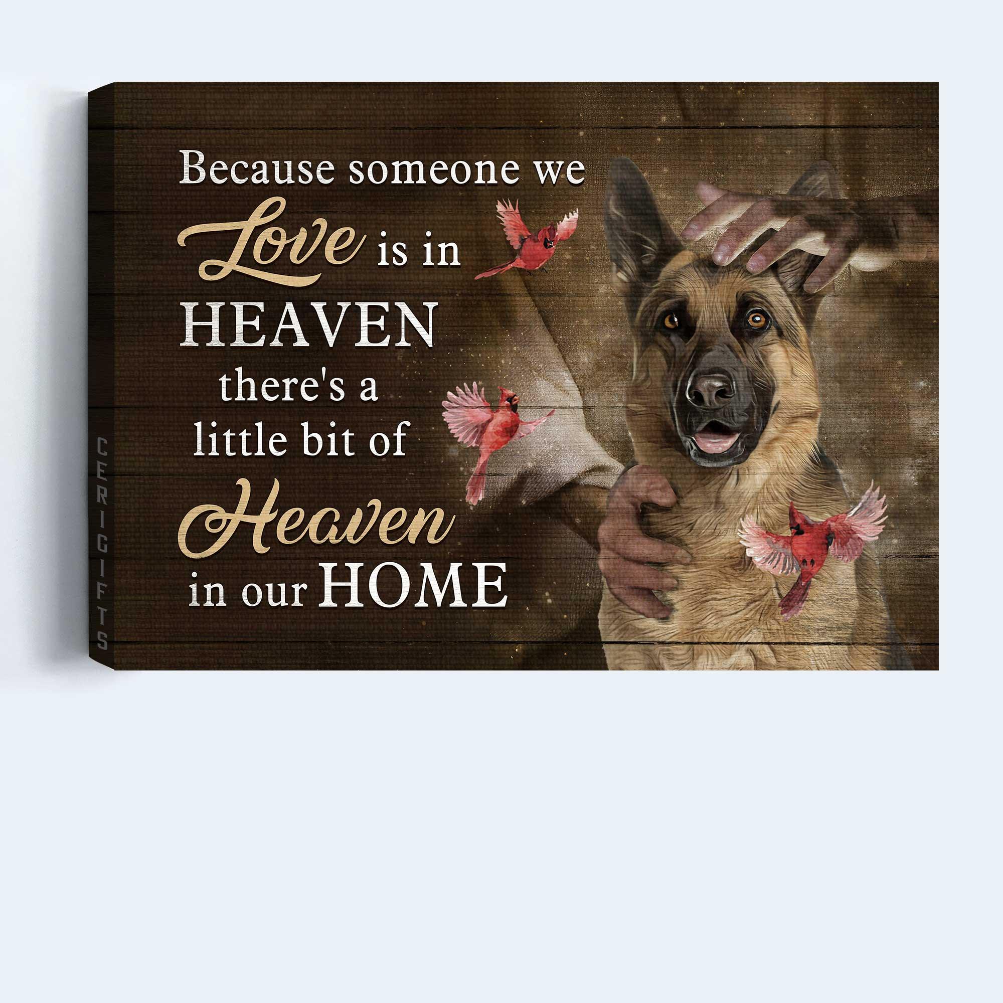 Memorial Premium Wrapped Landscape Canvas - German Shepherd dog, Cardinal, There's a little bit of heaven in our home - Heaven Gifts for members family - Amzanimalsgift