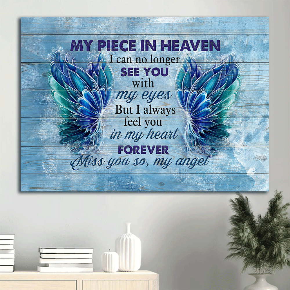 Memorial Premium Wrapped Landscape Canvas - Gorgeous wings canvas, I always feel you in my heart - Heaven Gifts for members family - Amzanimalsgift