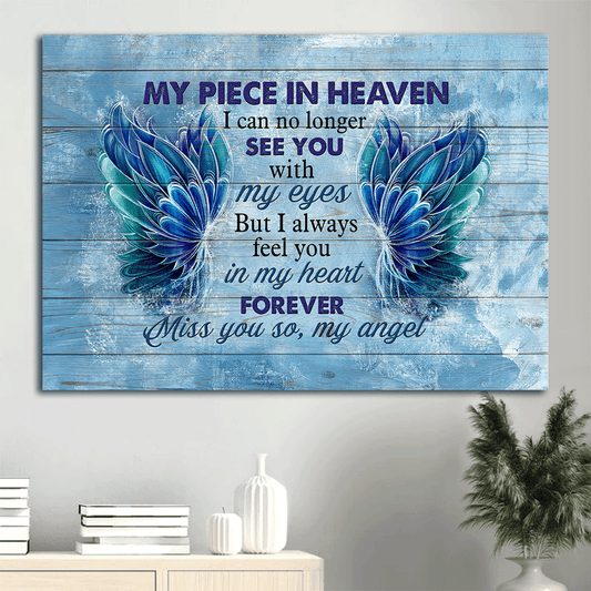 Memorial Premium Wrapped Landscape Canvas - Gorgeous wings canvas, I always feel you in my heart - Heaven Gifts for members family - Amzanimalsgift
