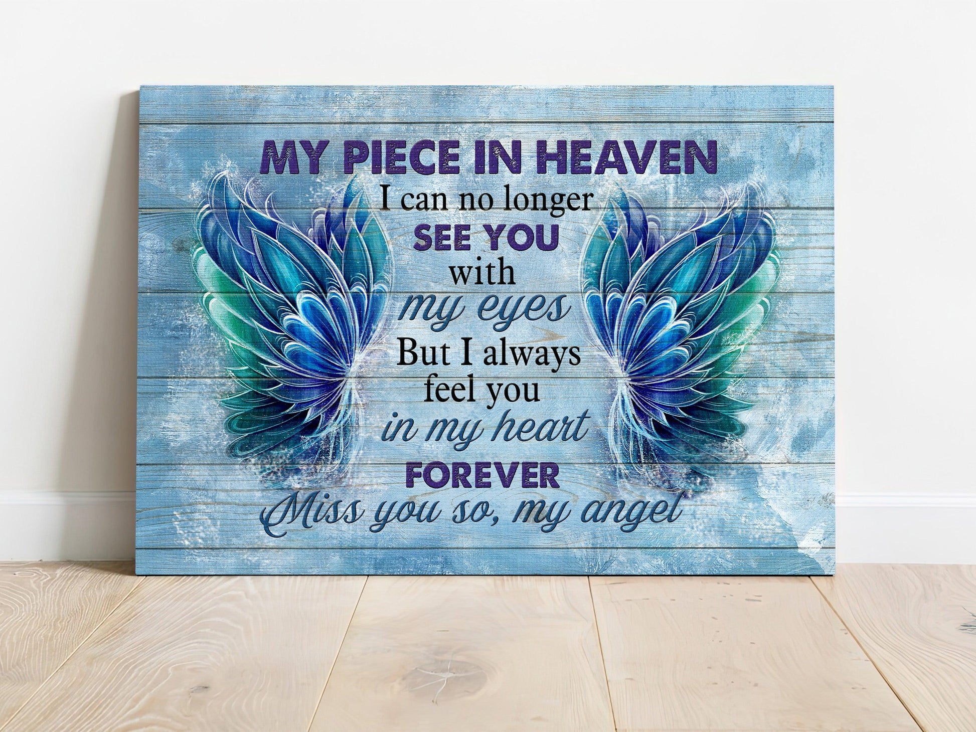 Memorial Premium Wrapped Landscape Canvas - Gorgeous wings canvas, I always feel you in my heart - Heaven Gifts for members family - Amzanimalsgift