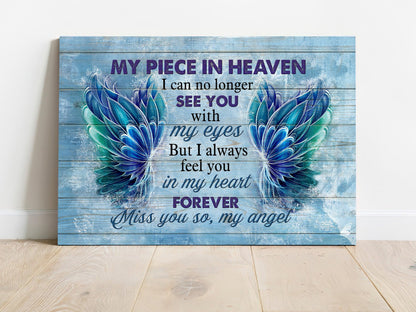 Memorial Premium Wrapped Landscape Canvas - Gorgeous wings canvas, I always feel you in my heart - Heaven Gifts for members family - Amzanimalsgift