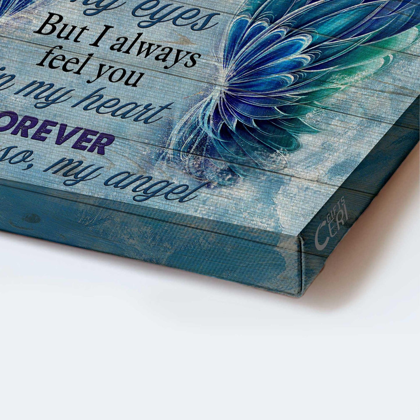 Memorial Premium Wrapped Landscape Canvas - Gorgeous wings canvas, I always feel you in my heart - Heaven Gifts for members family - Amzanimalsgift