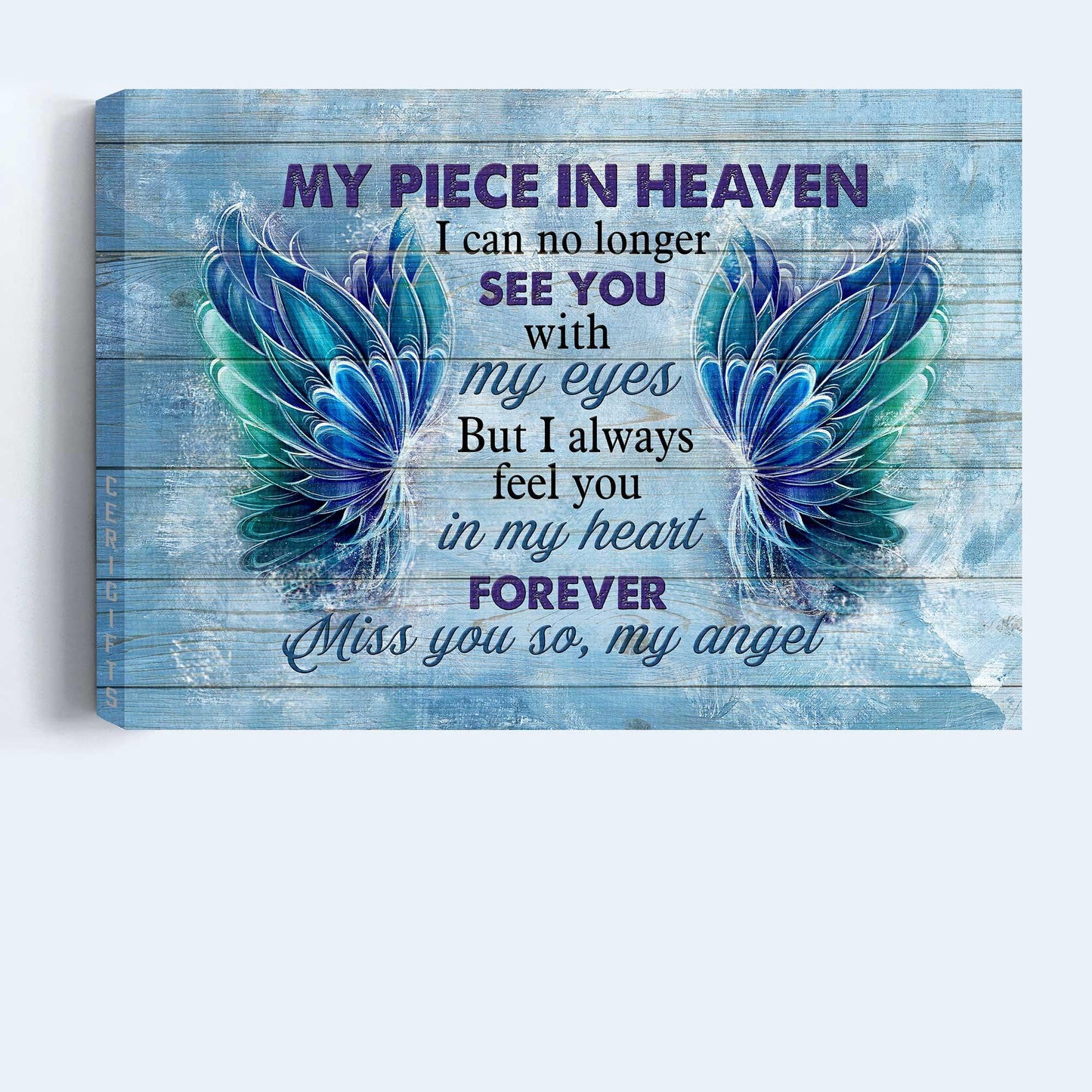 Memorial Premium Wrapped Landscape Canvas - Gorgeous wings canvas, I always feel you in my heart - Heaven Gifts for members family - Amzanimalsgift