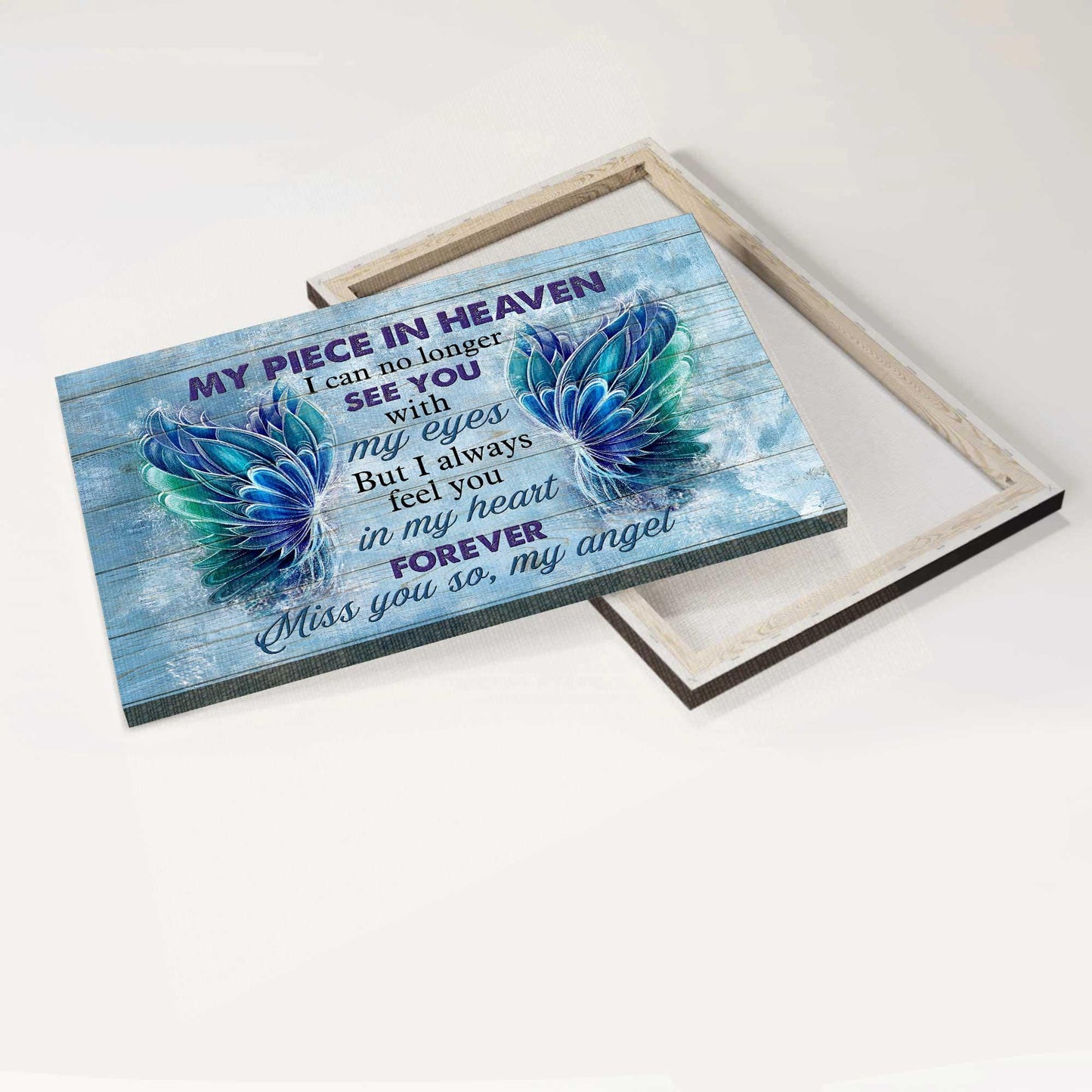 Memorial Premium Wrapped Landscape Canvas - Gorgeous wings canvas, I always feel you in my heart - Heaven Gifts for members family - Amzanimalsgift