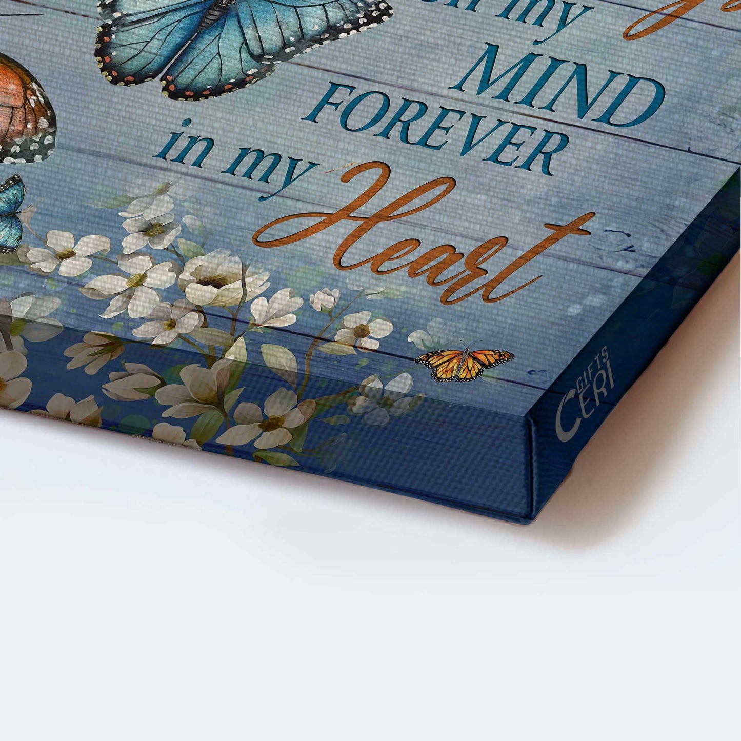 Memorial Premium Wrapped Landscape Canvas - Monarch Butterfly, Jasmine Flower painting, Always On My Mind - Heaven Gifts For Members Family - Amzanimalsgift