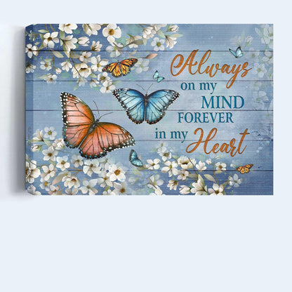 Memorial Premium Wrapped Landscape Canvas - Monarch Butterfly, Jasmine Flower painting, Always On My Mind - Heaven Gifts For Members Family - Amzanimalsgift