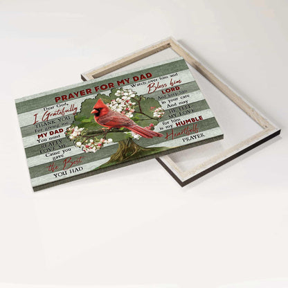 Memorial Premium Wrapped Landscape Canvas- Red Cardinal, Bleeding Heart Vine, Prayer For My Dad- Heaven Gift For Dad, Members Family - Amzanimalsgift