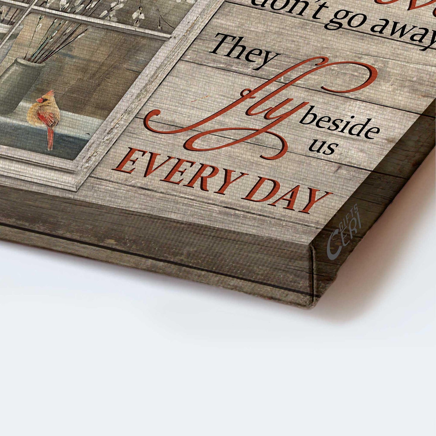 Memorial Premium Wrapped Landscape Canvas - White Willow Blossoms, Baby white flower, Red cardinal, Vintage window - Heaven Gifts For Family Members - Amzanimalsgift