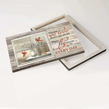 Memorial Premium Wrapped Landscape Canvas - White Willow Blossoms, Baby white flower, Red cardinal, Vintage window - Heaven Gifts For Family Members - Amzanimalsgift