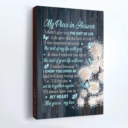 Memorial Premium Wrapped Portrait Canvas - Blue Butterfly, Dandelion, I'll Always Have You In My Heart - Heaven Gift For Members Family - Amzanimalsgift