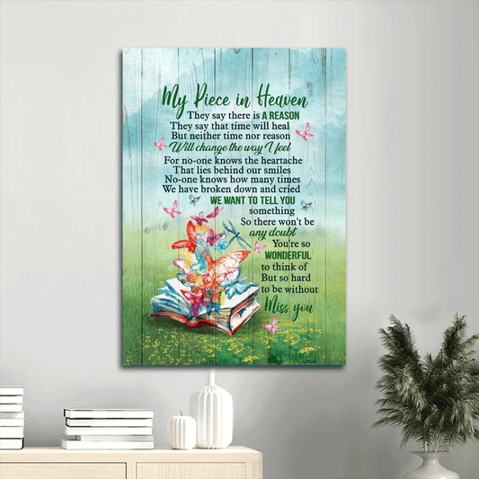 Memorial Premium Wrapped Portrait Canvas - Book, Colorful Butterfly, You're So Wonderful In My Heaven - Heaven Gift For Members Family - Amzanimalsgift
