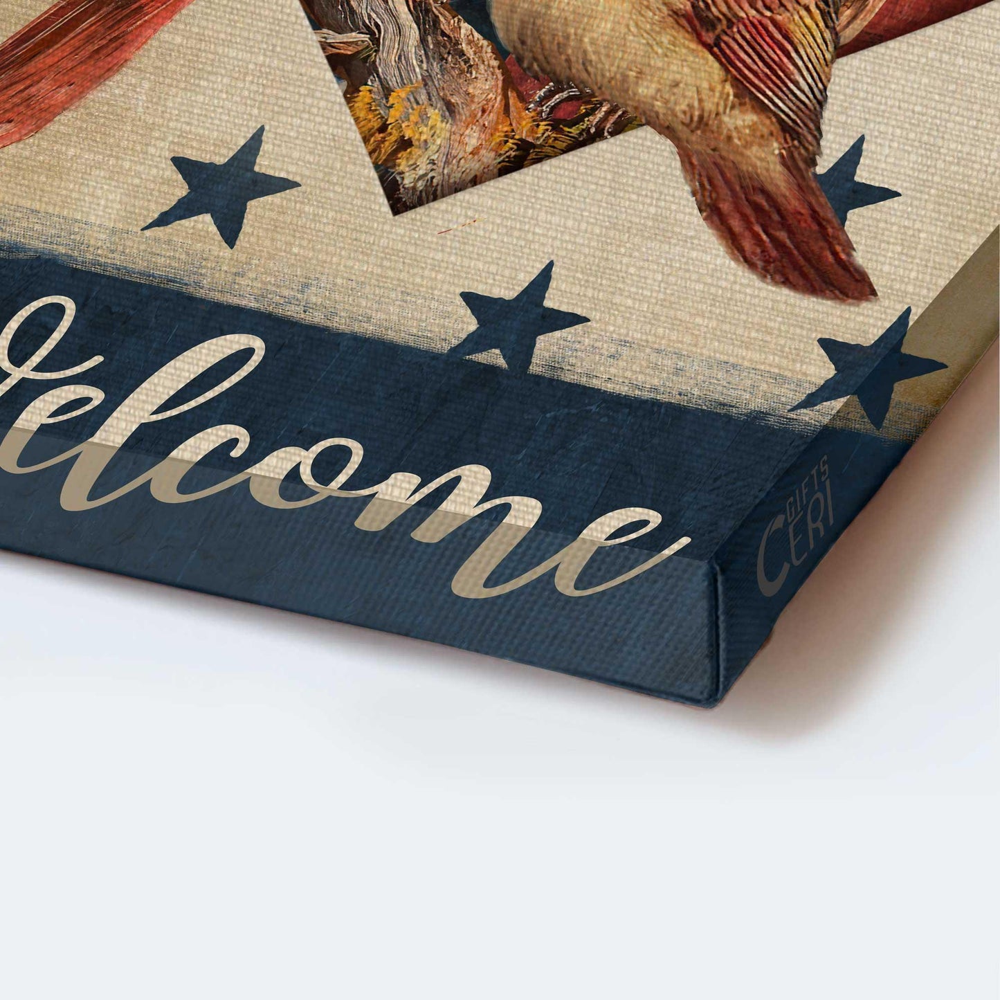 Memorial Premium Wrapped Portrait Canvas - Cardinal Couple, Heart Shape, Blue Star, US Flag, Welcome - Heaven Gifts For Family Members - Amzanimalsgift