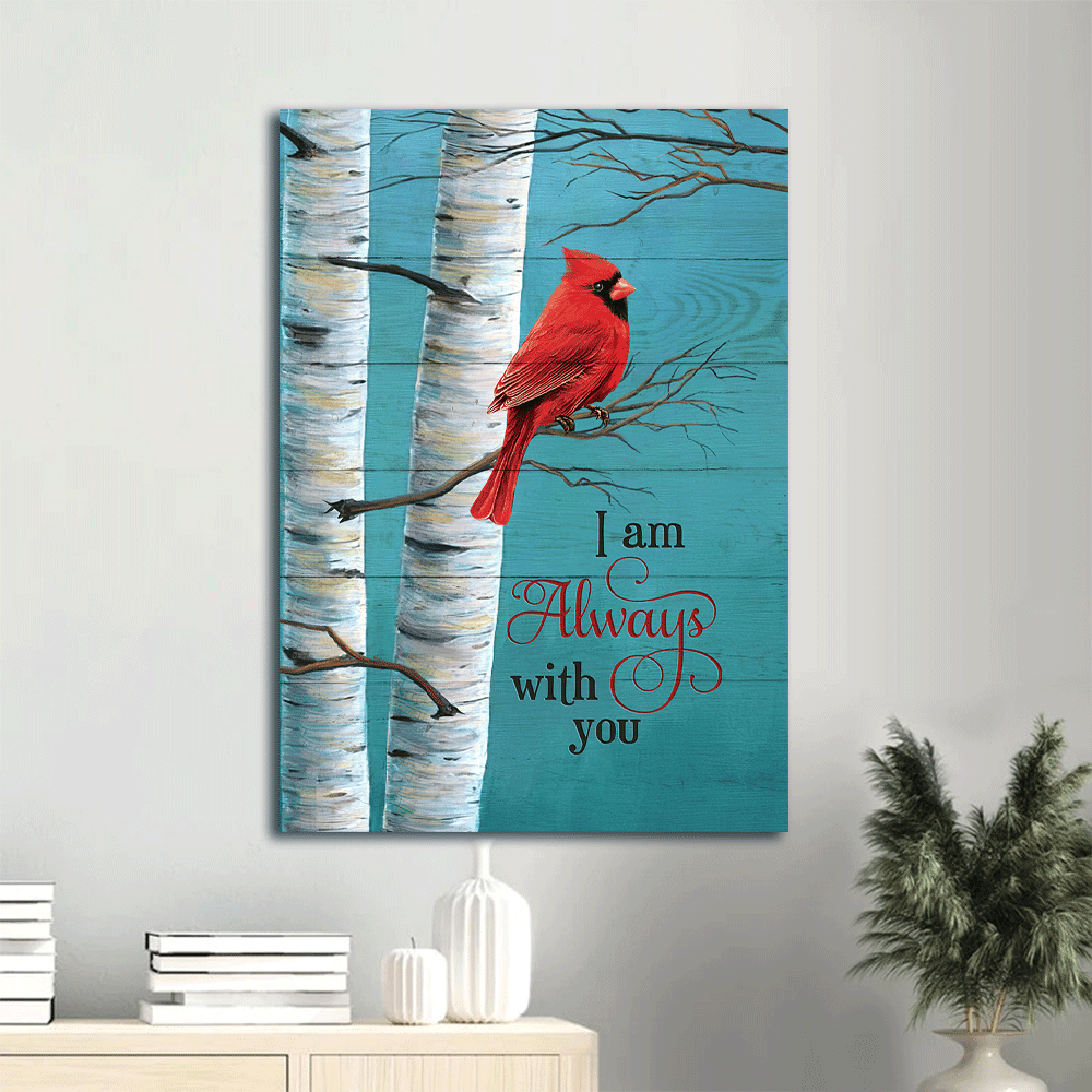 Memorial Premium Wrapped Portrait Canvas - Cardinal Painting, Blue Background, Oldest Tree, I Am Always With You - Heaven Gift For Family Members - Amzanimalsgift