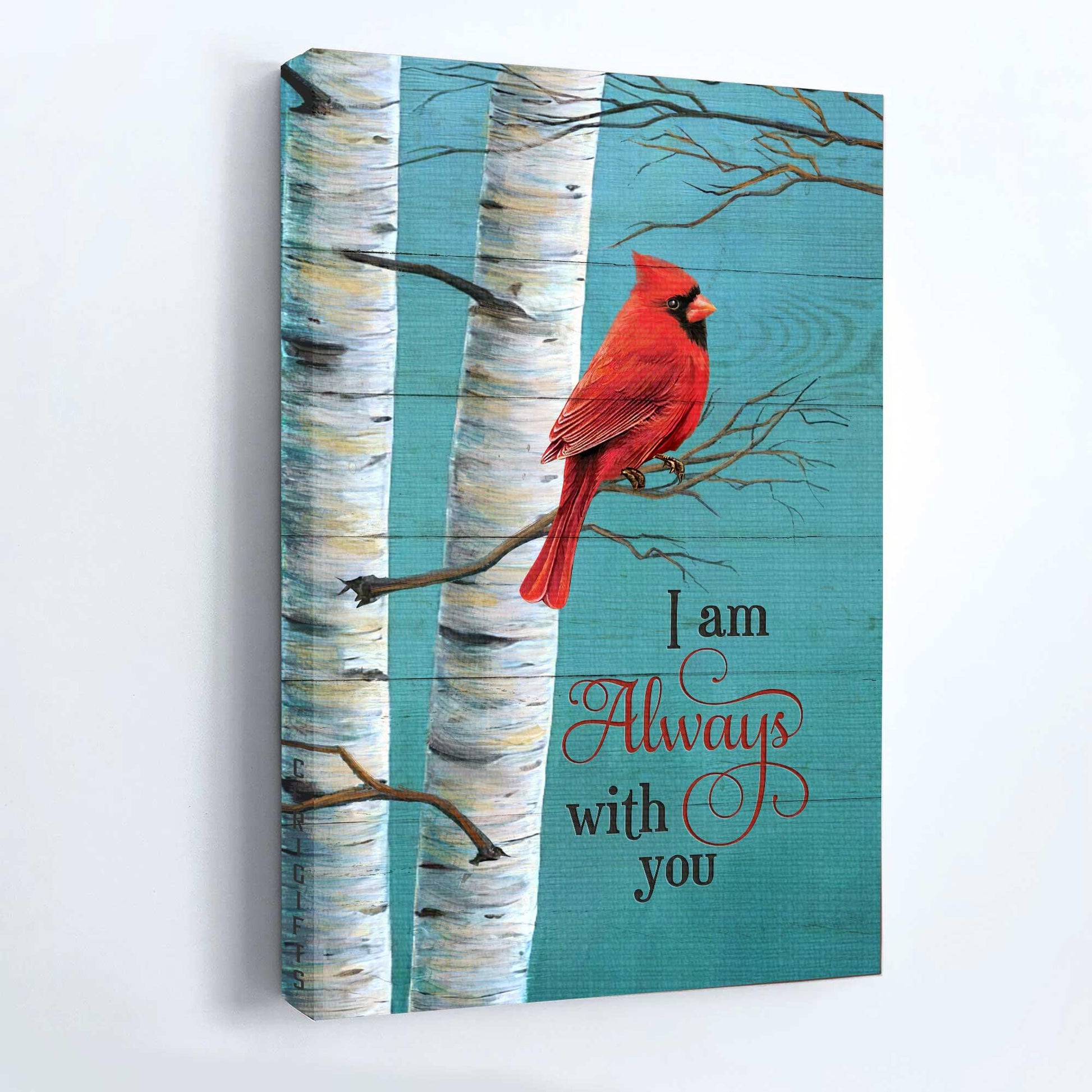 Memorial Premium Wrapped Portrait Canvas - Cardinal Painting, Blue Background, Oldest Tree, I Am Always With You - Heaven Gift For Family Members - Amzanimalsgift