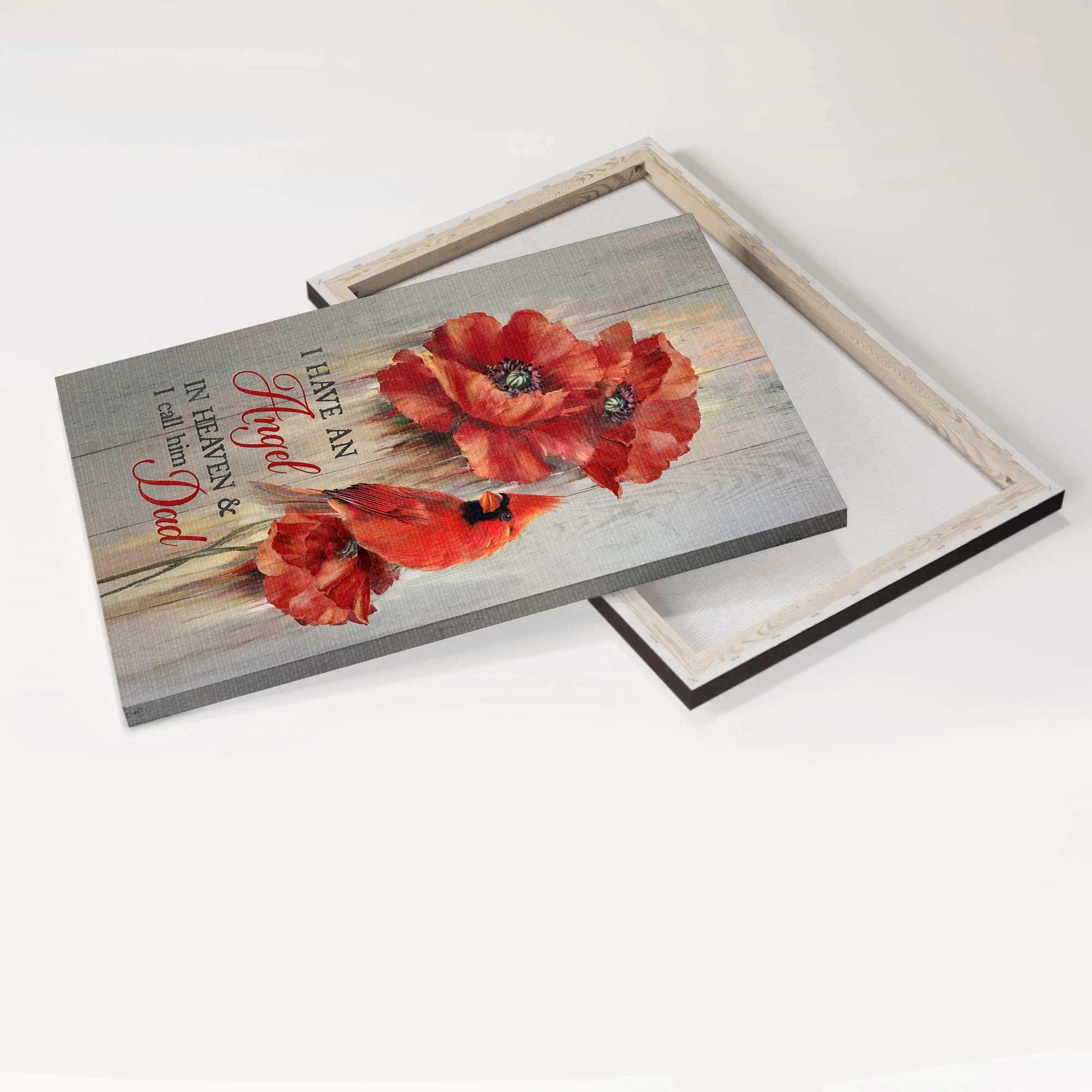 Memorial Premium Wrapped Portrait Canvas - Red Poppy Drawing, Still Life Painting, I Have An Angel In Heaven - Heaven Gift For Members Family - Amzanimalsgift