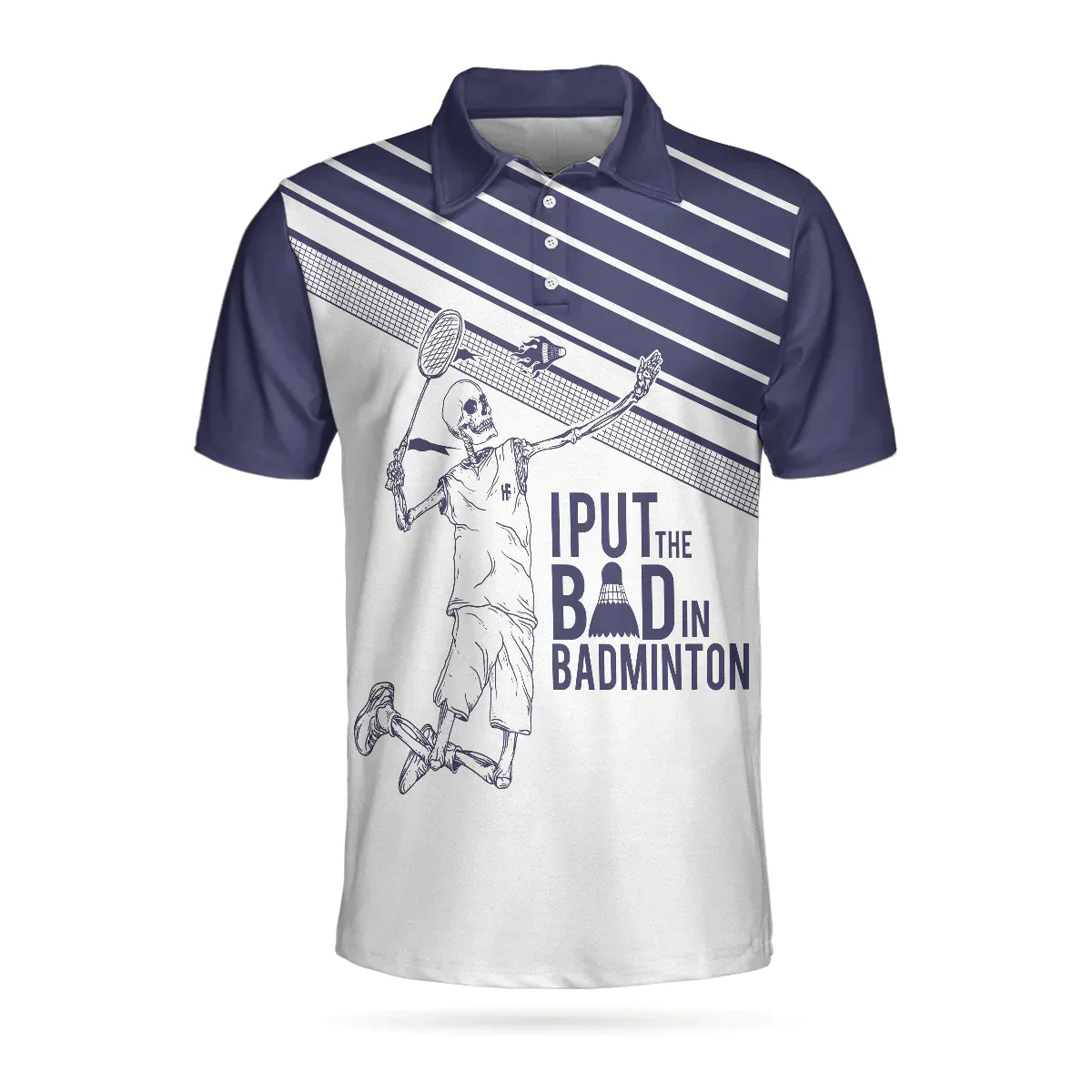 Men Badminton Polo Shirt - Skeleton Badminton Player, I Put The Bad In Badminton Skull, Best Badminton Shirt For Men, Gift For Badminton Lovers - Amzanimalsgift