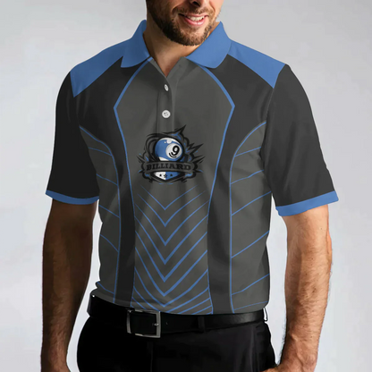 Men Billiard Polo Shirt - Cool Black And Blue Billiards Men Polo Shirt, Just The Tip I Promise Shirt For Male, Billiards Shirt For Men - Amzanimalsgift