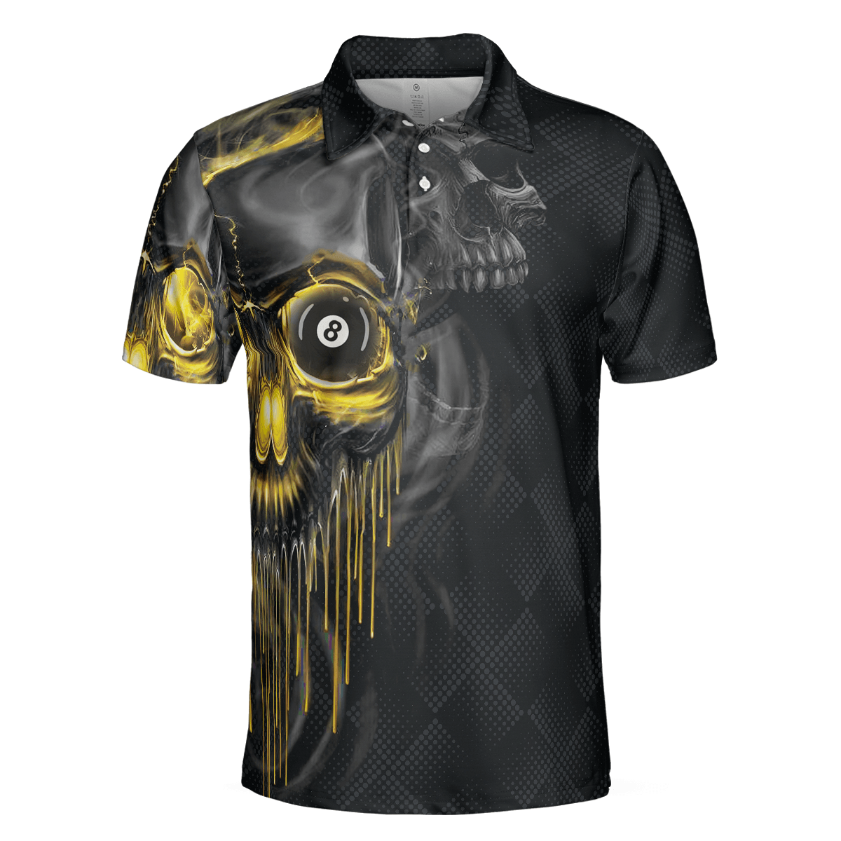 Men Billiard Polo Shirt - Skull Billiards Polo Shirt, Black Skull Billiards Shirt Design For Men, Scary Halloween Gift Idea - Perfect Gift For Men - Amzanimalsgift