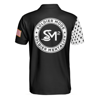Men Billiard Polo Shirt - SM Skull Black And White American Flag Polo Shirt, SM Soldier More - Perfect Gift For Men, Billiard Lover - Amzanimalsgift