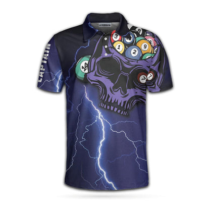Men Billiard Polo Shirt - STATIC FORCE Billiards Custom Polo Shirt, Skull Billiards Men Polo Shirt - Perfect Gift For Men - Amzanimalsgift