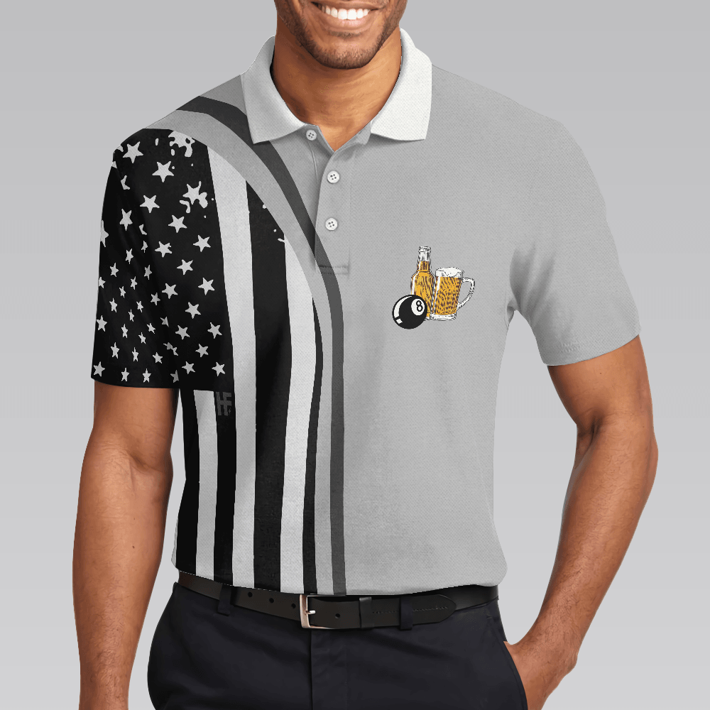 Men Billiard Polo Shirt - Weekend Forecast Pool Player Billiards Polo Shirt, American Flag Pattern Billiard Polo Shirt - Perfect Gift For Men - Amzanimalsgift