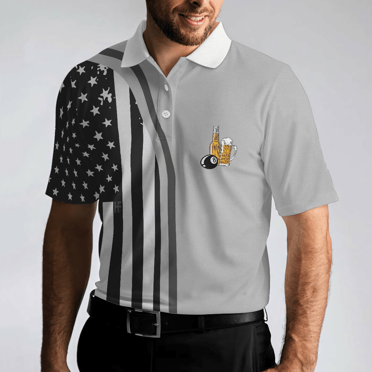 Men Billiard Polo Shirt - Weekend Forecast Pool Player Billiards Polo Shirt, American Flag Pattern Billiard Polo Shirt - Perfect Gift For Men - Amzanimalsgift