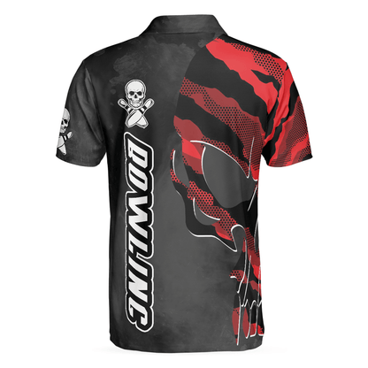 Men Bowling Polo Shirt, Coolest Skull Bowling With Camouflage Pattern - Perfect Gift For Men, Bowling Player - Amzanimalsgift