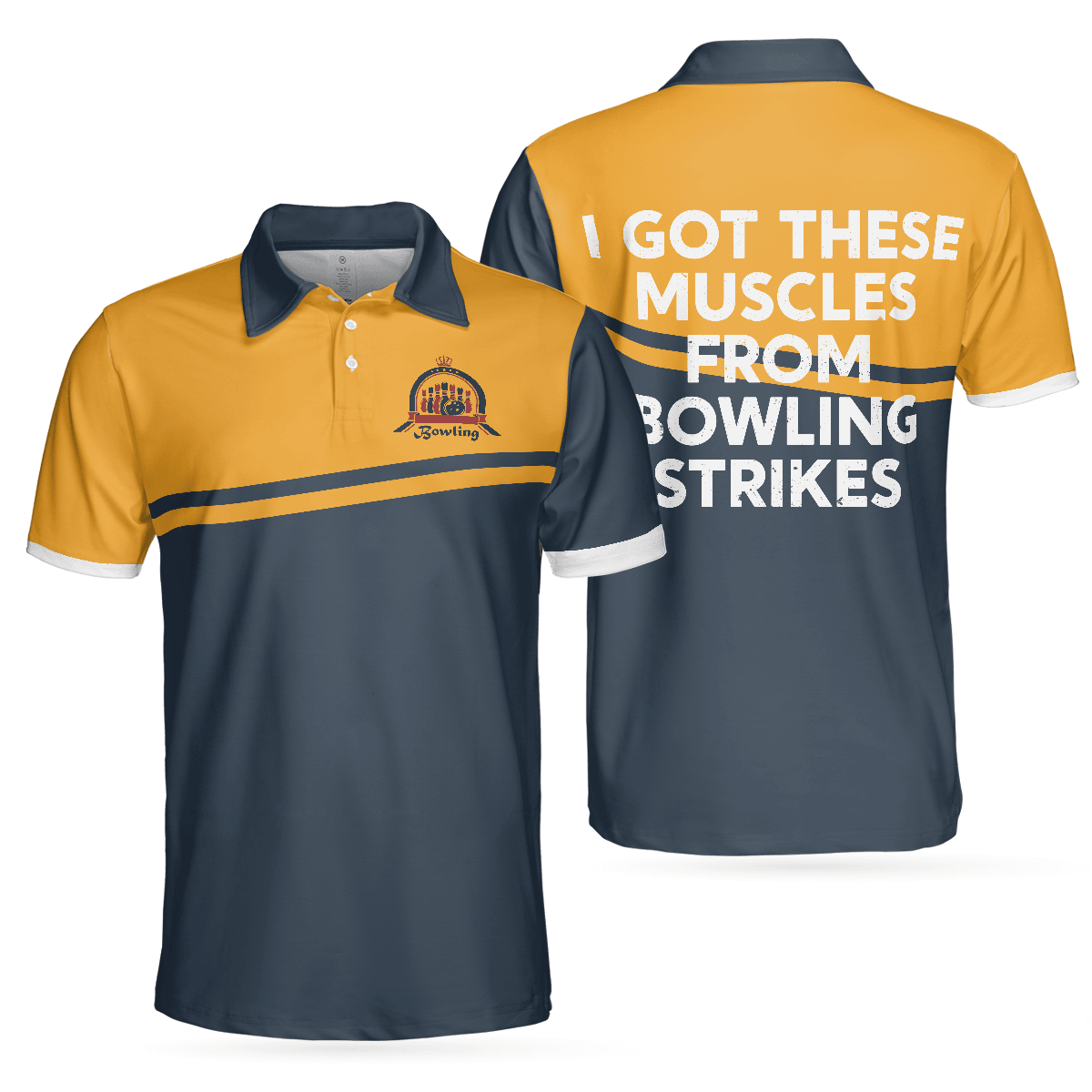 Men Bowling Polo Shirt - I Got These Muscles From Bowling Strikes Polo Shirt, Bowling Polo Shirt, Bowling Shirt For Men - Amzanimalsgift