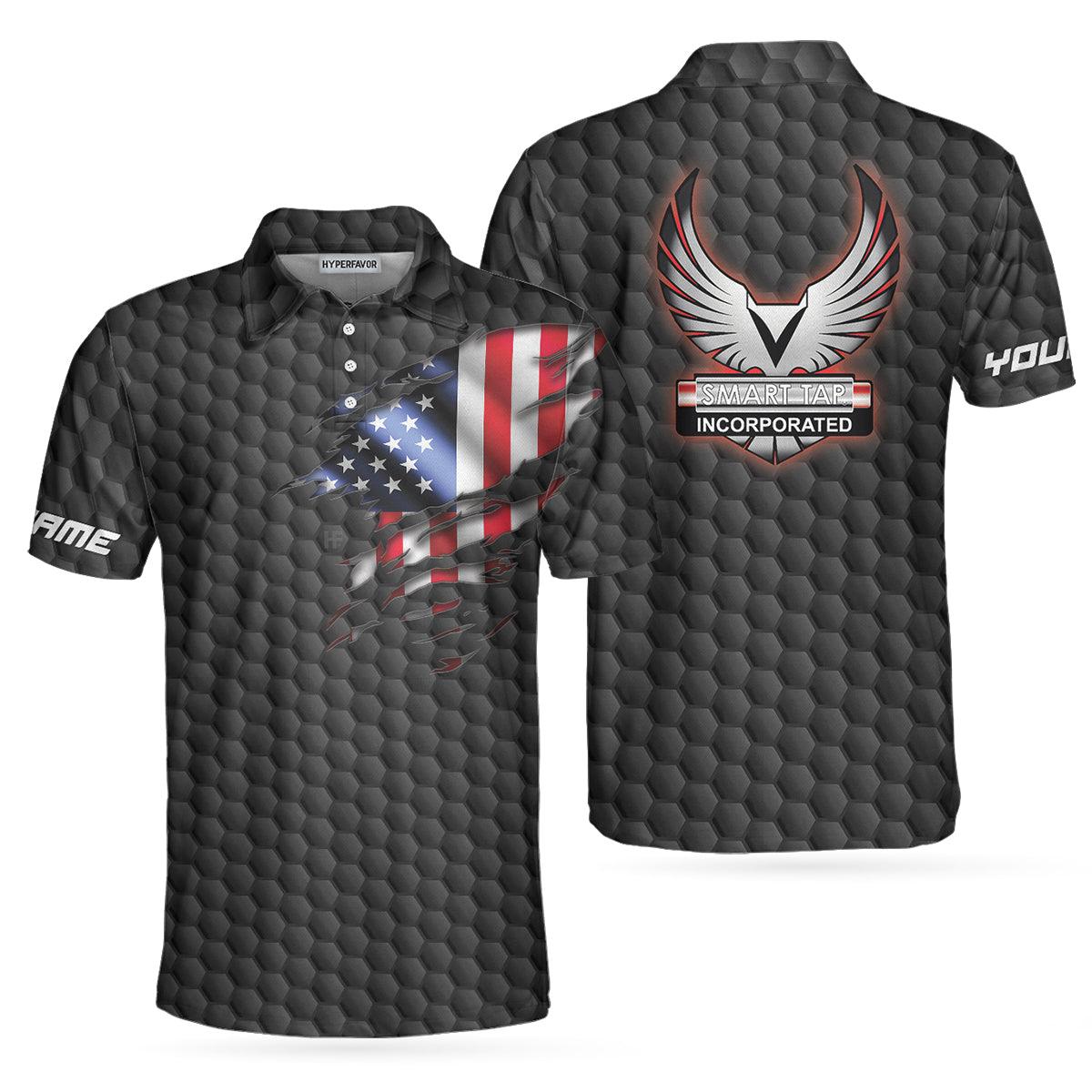 Men Bowling Polo Shirt - Smart Tap Bowling Pin American Flag Custom Polo Shirt, Eagle Symbol Polo Shirt, Best Polo Shirt For Bowlers - Perfect Gift For Men - Amzanimalsgift