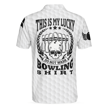 Men Bowling Polo Shirt - This Is My Lucky Do Not Wash Bowling Shirt Polo Shirt, Black And White Skull Golfing Shirt - Perfect Gift For Men - Amzanimalsgift