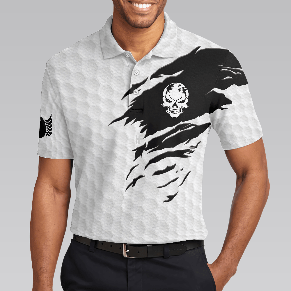 Men Bowling Polo Shirt - This Is My Lucky Do Not Wash Bowling Shirt Polo Shirt, Black And White Skull Golfing Shirt - Perfect Gift For Men - Amzanimalsgift