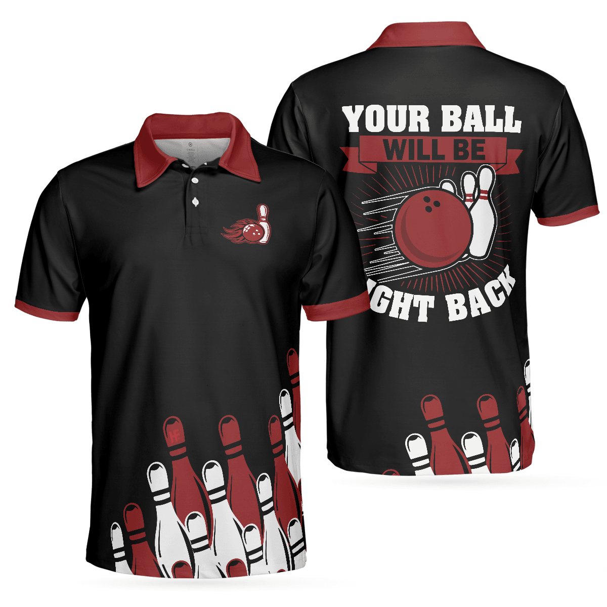 Men Bowling Polo Shirt - Your Ball Will Be Right Back Polo Shirt, Tenpin Bowling Shirt For Men With Sayings - Perfect Gift For Men - Amzanimalsgift
