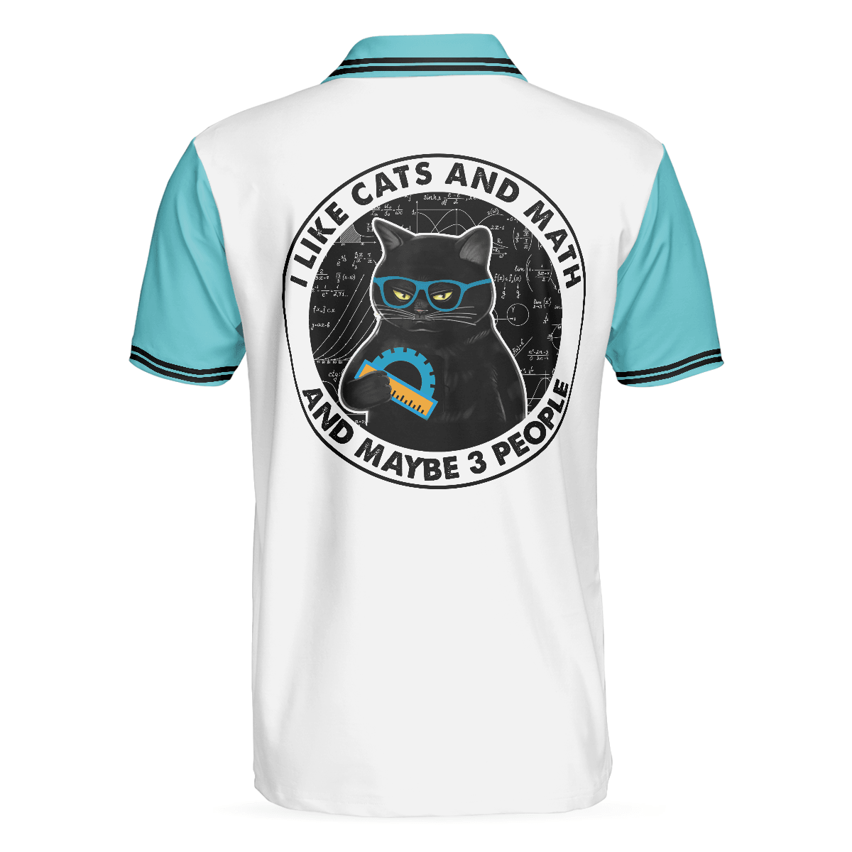 Men Cat Polo Shirt - Cats And Math Men Polo Shirt, I Like Cats And Math And Maybe 3 People Polo Shirt - Best Gift For Male Math Teachers - Amzanimalsgift