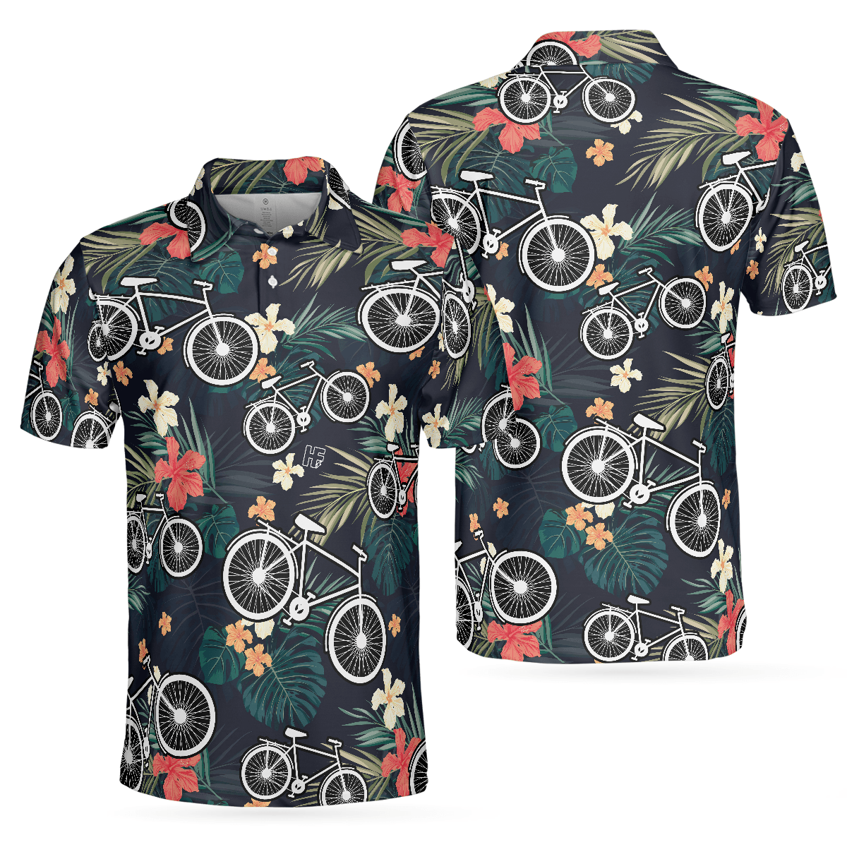 Men Cycling Polo Shirt - Tropical Bike Polo Shirt, Tropical Cycling Themed Shirt For Bike Lovers, Funny Cycling Shirt Design - Perfect Gift For Men - Amzanimalsgift