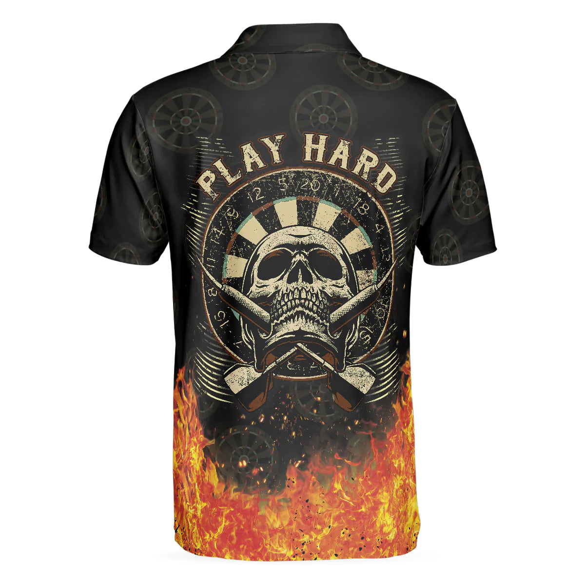 Men Dart Polo Shirt - Fire Play Hard Skull Men Polo Shirt, In Dart We Trust Short Sleeve Polo Shirt, Cool Dart Shirt For Men - Amzanimalsgift
