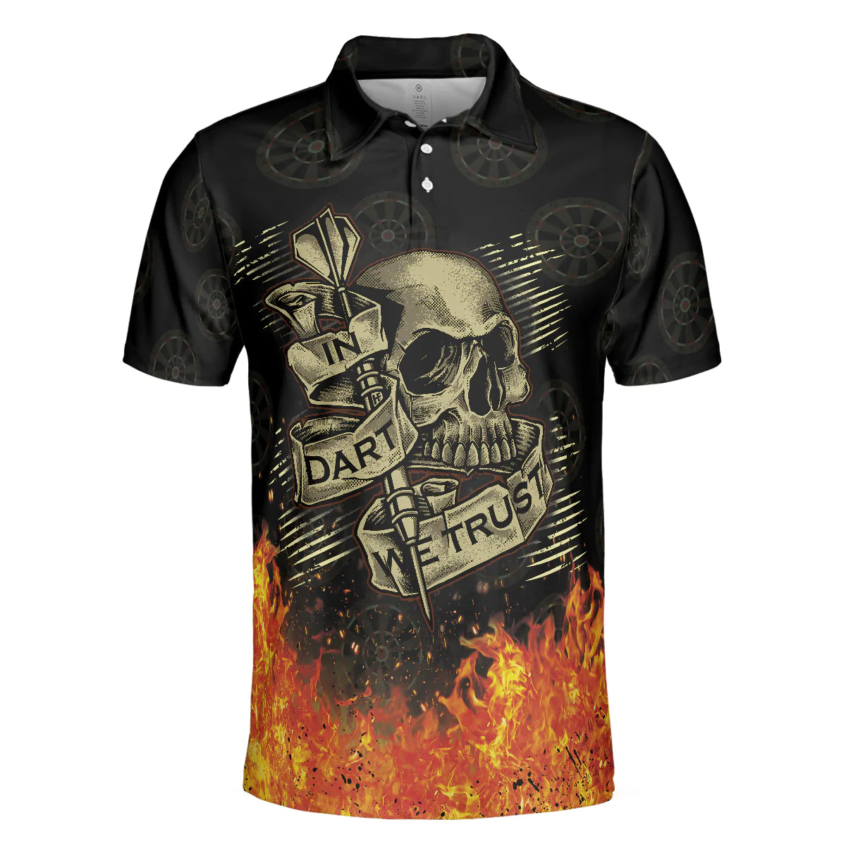 Men Dart Polo Shirt - Fire Play Hard Skull Men Polo Shirt, In Dart We Trust Short Sleeve Polo Shirt, Cool Dart Shirt For Men - Amzanimalsgift